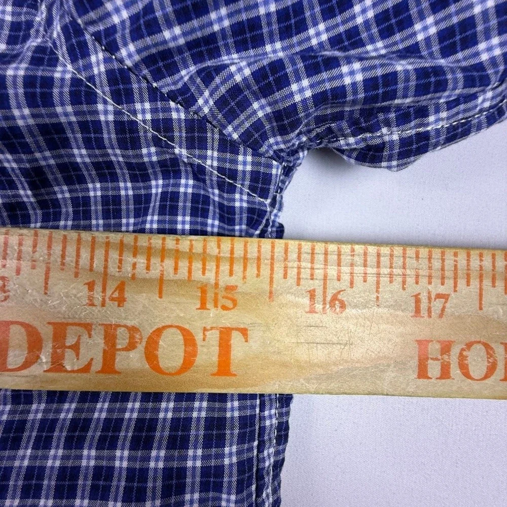 Ralph Lauren Boys Navy Blue White Check Button Down Shirt Size S 8 Long Sleeve